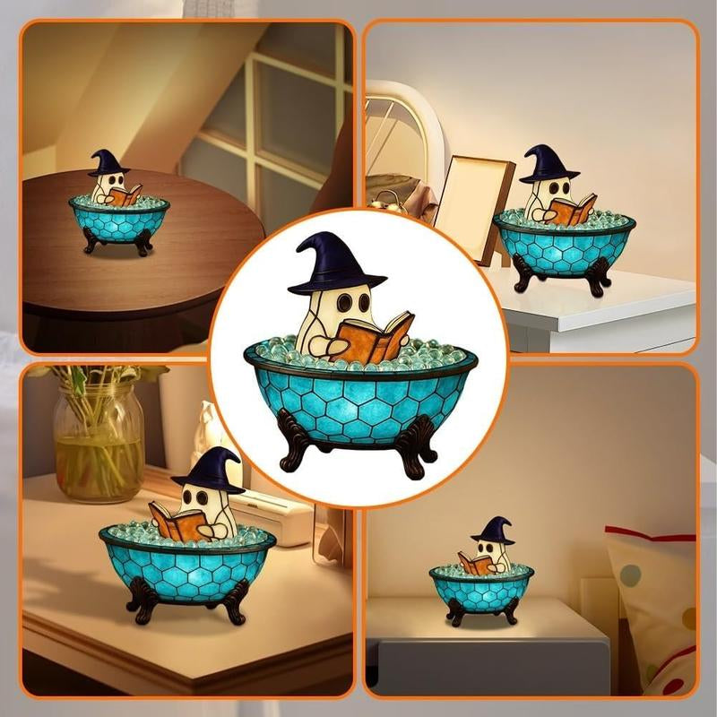 Ghost-Themed Bubble Bath Night Light – Handmade LED Lamp for Halloween Decor and Party Ambiance