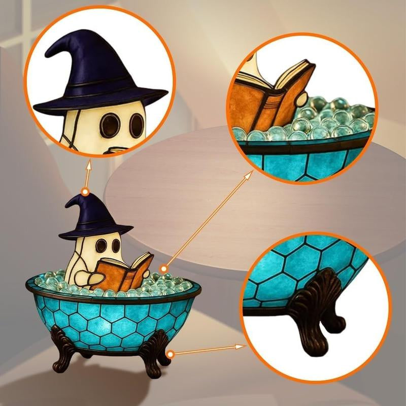 Ghost-Themed Bubble Bath Night Light – Handmade LED Lamp for Halloween Decor and Party Ambiance