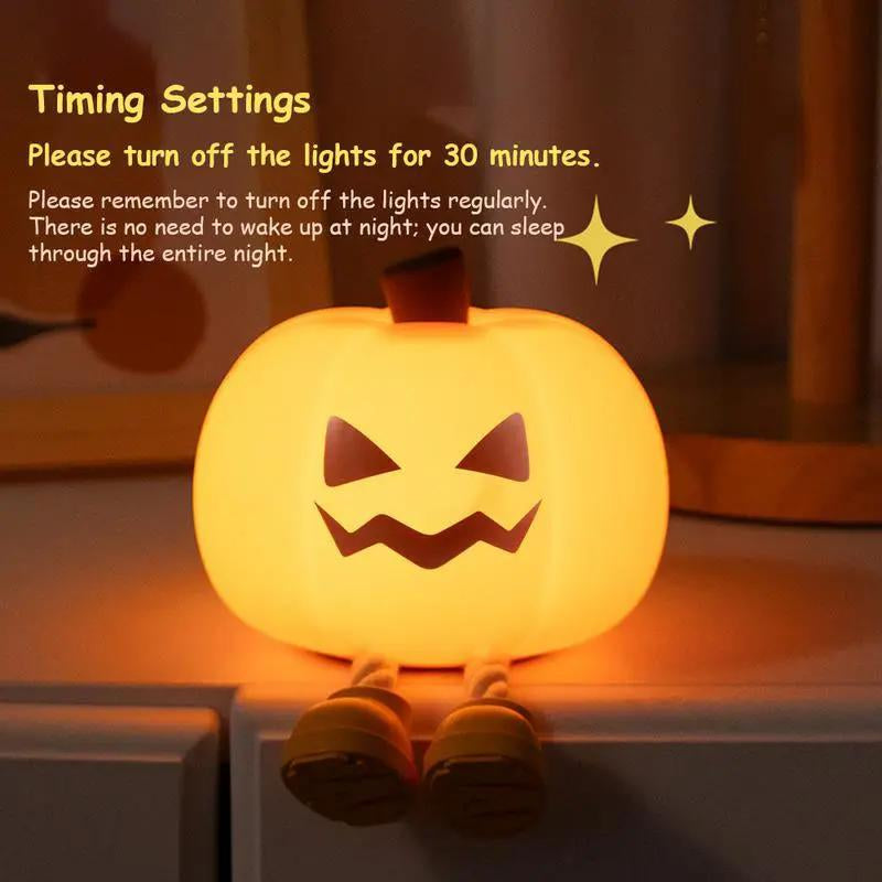 Dimmable Mini LED Pumpkin Night Light - Rechargeable Silicone Touch Lamp for Kids, Ideal for Halloween Décor and Nursery Use