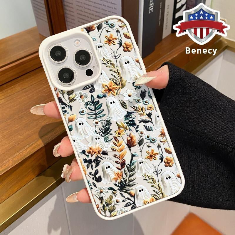 Magnetic Wireless Charging Compatible Phone Case for iPhone 15, 16, 14 Pro Max, 13, 12, 11, XR, XS Plus - Halloween Spooky Garden Design, Anti-Yellowing, Shockproof, Durable Ultra-Thin Crystal Transparent Acrylic Cover