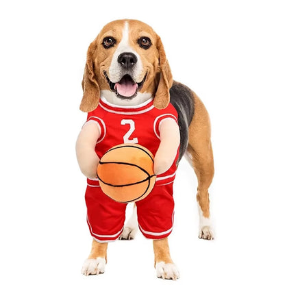 Slam Dunk Pup: Hilarious Dog Basketball Costume with Ball for Small Canine Stars!