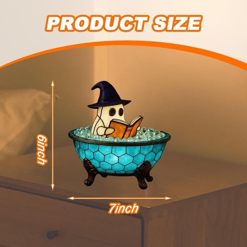 Ghost-Themed Bubble Bath Night Light – Handmade LED Lamp for Halloween Decor and Party Ambiance