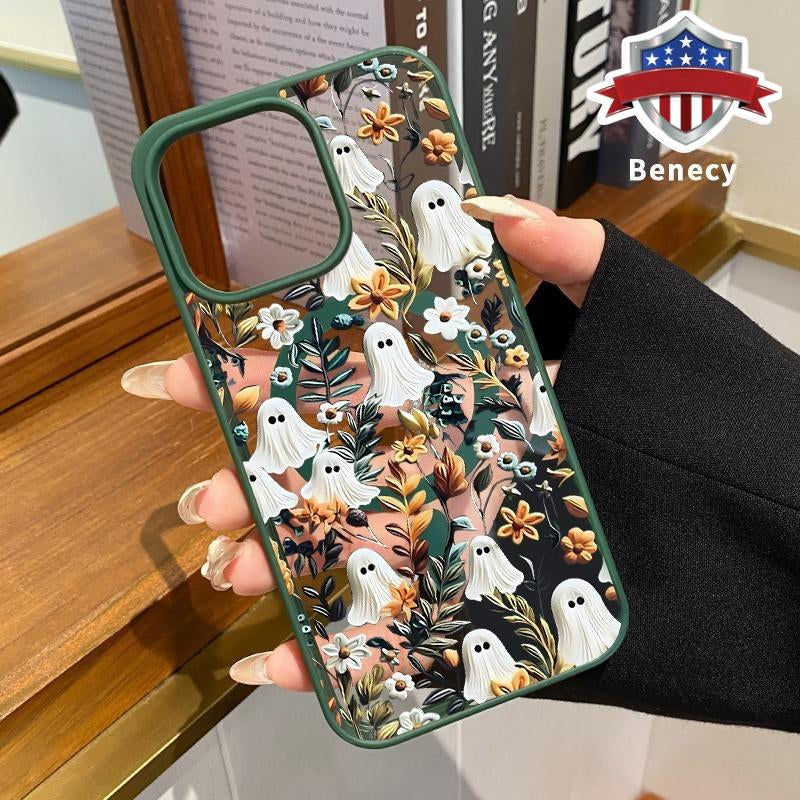 Magnetic Wireless Charging Compatible Phone Case for iPhone 15, 16, 14 Pro Max, 13, 12, 11, XR, XS Plus - Halloween Spooky Garden Design, Anti-Yellowing, Shockproof, Durable Ultra-Thin Crystal Transparent Acrylic Cover
