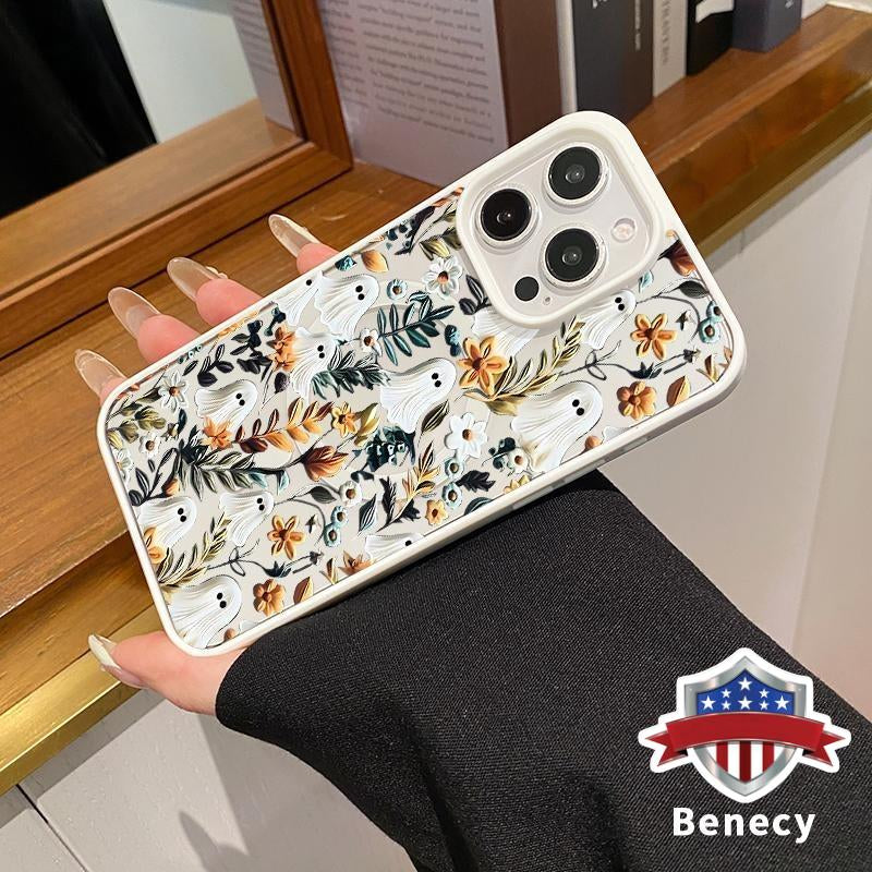 Magnetic Wireless Charging Compatible Phone Case for iPhone 15, 16, 14 Pro Max, 13, 12, 11, XR, XS Plus - Halloween Spooky Garden Design, Anti-Yellowing, Shockproof, Durable Ultra-Thin Crystal Transparent Acrylic Cover