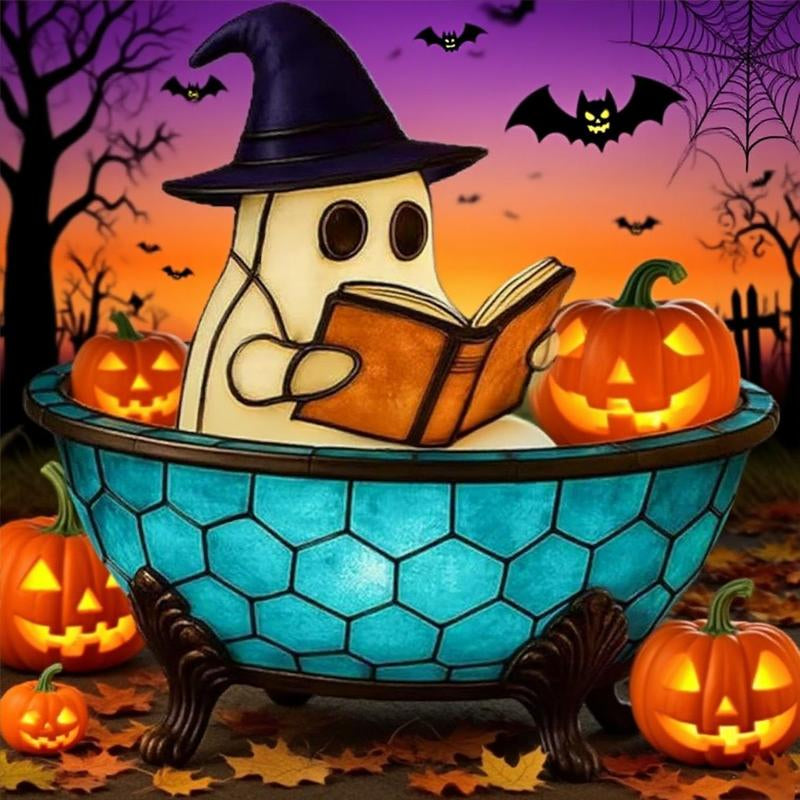 Ghost-Themed Bubble Bath Night Light – Handmade LED Lamp for Halloween Decor and Party Ambiance
