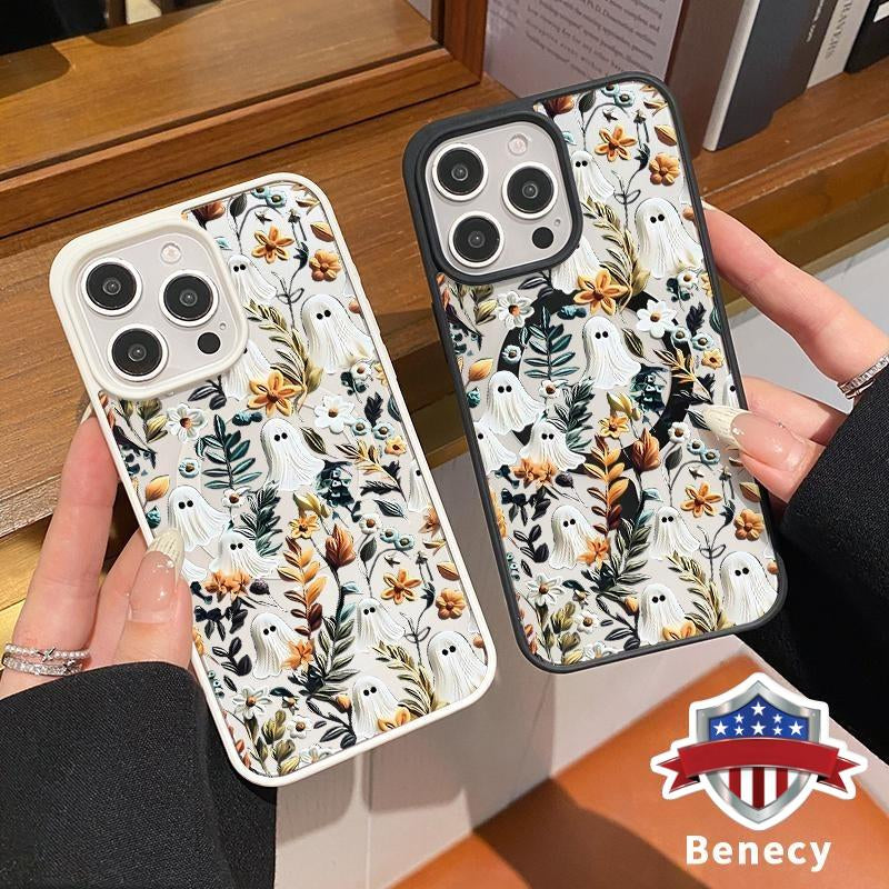 Magnetic Wireless Charging Compatible Phone Case for iPhone 15, 16, 14 Pro Max, 13, 12, 11, XR, XS Plus - Halloween Spooky Garden Design, Anti-Yellowing, Shockproof, Durable Ultra-Thin Crystal Transparent Acrylic Cover